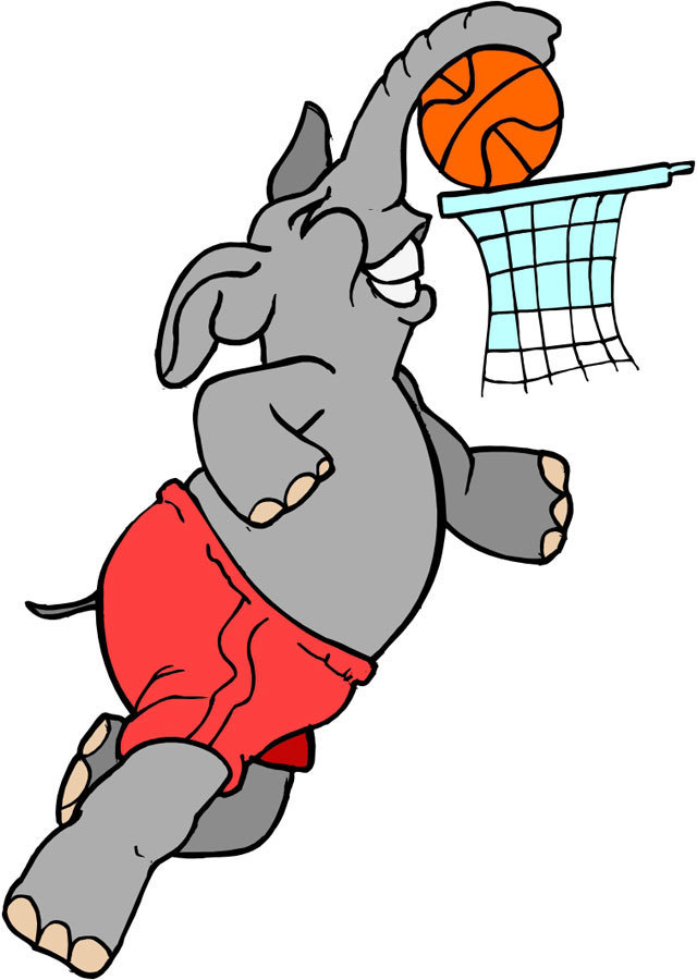 A Elephant Basketball Player. He is doing a Slam Dunk. Submitted  by SanMiguel67.